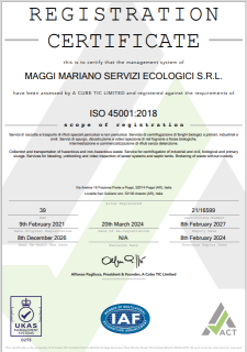CERTIFICATO ISO 45001-2018