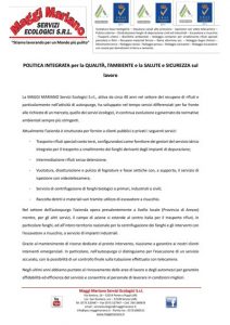 POLITICA INTEGRATA QUALITÀ AMBIENTE SALUTE E SICUREZZA SUL LAVORO
